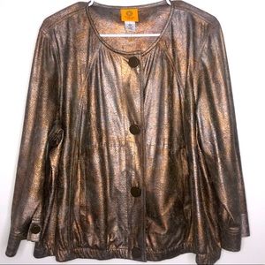 Metallic Gold Jacket with brown buttons